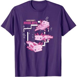 imageMinecraft Pink Axolotl Pond TShirtPurple