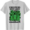 imageMinecraft Creepers Need Hugs March TShirtSilver Grey
