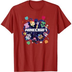 imageMinecraft Chibi Mobs Party Celebration Logo TShirtCranberry Red