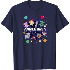 imageMinecraft Chibi Mobs Party Celebration Logo TShirtNavy Blue
