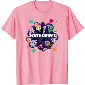 imageMinecraft Chibi Mobs Party Celebration Logo TShirtPink