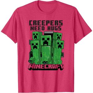 imageMinecraft Creepers Need Hugs March TShirtRed Heather