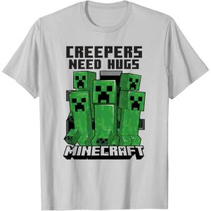 imageMinecraft Creepers Need Hugs March TShirtSilver Grey