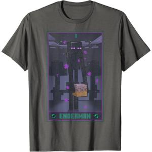 imageMinecraft Enderman Tarot TShirt  UnisexAdults Kids  Black  Short Sleeve  Cotton Polyester  Size SmallAsphalt Grey