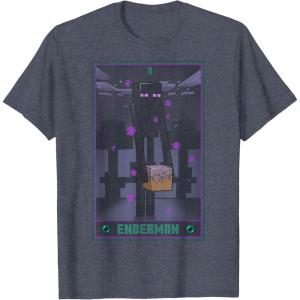 imageMinecraft Enderman Tarot TShirt  UnisexAdults Kids  Black  Short Sleeve  Cotton Polyester  Size SmallHeather Blue