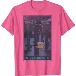 imageMinecraft Enderman Tarot TShirt  UnisexAdults Kids  Black  Short Sleeve  Cotton Polyester  Size SmallPink Heather