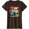 imageA Minecraft Movie Skeleton Zombie ampamp Creeper Group Portrait TShirtBrown