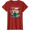 imageA Minecraft Movie Skeleton Zombie ampamp Creeper Group Portrait TShirtCranberry Red