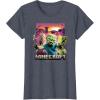 imageA Minecraft Movie Skeleton Zombie ampamp Creeper Group Portrait TShirtHeather Blue