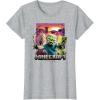 imageA Minecraft Movie Skeleton Zombie ampamp Creeper Group Portrait TShirtHeather Grey
