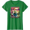 imageA Minecraft Movie Skeleton Zombie ampamp Creeper Group Portrait TShirtKelly Green