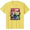 imageA Minecraft Movie Skeleton Zombie ampamp Creeper Group Portrait TShirtLemon Yellow