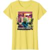 imageA Minecraft Movie Skeleton Zombie ampamp Creeper Group Portrait TShirtLemon Yellow
