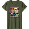 imageA Minecraft Movie Skeleton Zombie ampamp Creeper Group Portrait TShirtOlive Green