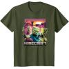 imageA Minecraft Movie Skeleton Zombie ampamp Creeper Group Portrait TShirtOlive Green