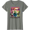 imageA Minecraft Movie Skeleton Zombie ampamp Creeper Group Portrait TShirtOlive Heather