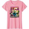 imageA Minecraft Movie Skeleton Zombie ampamp Creeper Group Portrait TShirtPink