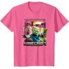 imageA Minecraft Movie Skeleton Zombie ampamp Creeper Group Portrait TShirtPink Heather