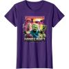 imageA Minecraft Movie Skeleton Zombie ampamp Creeper Group Portrait TShirtPurple
