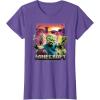imageA Minecraft Movie Skeleton Zombie ampamp Creeper Group Portrait TShirtPurple Heather