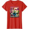 imageA Minecraft Movie Skeleton Zombie ampamp Creeper Group Portrait TShirtRed