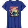 imageA Minecraft Movie Skeleton Zombie ampamp Creeper Group Portrait TShirtRoyal Blue