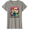 imageA Minecraft Movie Skeleton Zombie ampamp Creeper Group Portrait TShirtSlate Grey