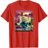 imageA Minecraft Movie Skeleton Zombie ampamp Creeper Group Portrait TShirtRed