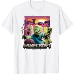 imageA Minecraft Movie Skeleton Zombie ampamp Creeper Group Portrait TShirtWhite