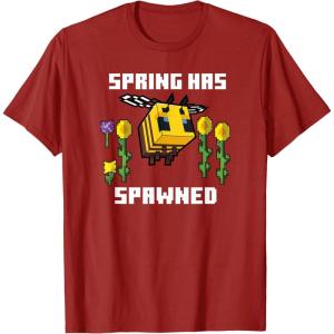 imageMinecraft Bee Spring Has Spawned Graphic Blocks TShirtCranberry Red