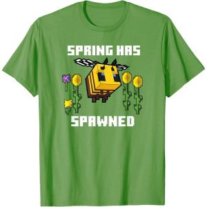 imageMinecraft Bee Spring Has Spawned Graphic Blocks TShirtGrass Green