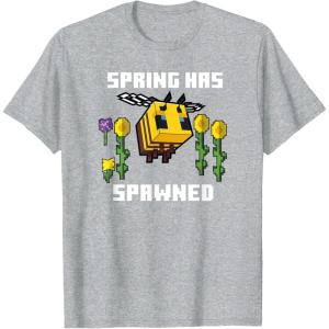 imageMinecraft Bee Spring Has Spawned Graphic Blocks TShirtHeather Grey