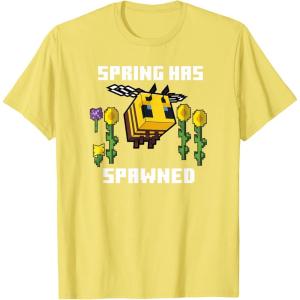 imageMinecraft Bee Spring Has Spawned Graphic Blocks TShirtLemon Yellow