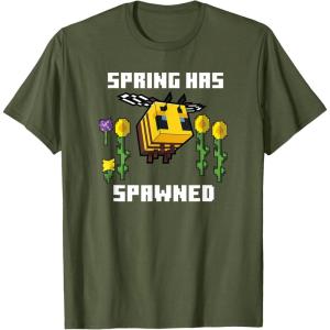 imageMinecraft Bee Spring Has Spawned Graphic Blocks TShirtOlive Green