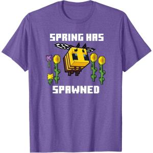 imageMinecraft Bee Spring Has Spawned Graphic Blocks TShirtPurple Heather