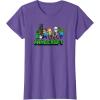 imageMinecraft UnisexAdults Kids TShirt Skeleton Grey Small Short Sleeve Crew Neck Modern Graphic Design LightweightPurple Heather