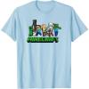 imageMinecraft UnisexAdults Kids TShirt Skeleton Grey Small Short Sleeve Crew Neck Modern Graphic Design LightweightBaby Blue