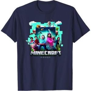 imageA Minecraft Movie Adventure Gang Main Characters Group Shot TShirtNavy Blue