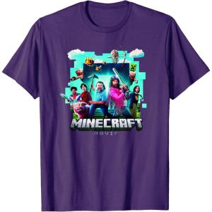 imageA Minecraft Movie Adventure Gang Main Characters Group Shot TShirtPurple