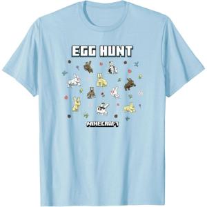 imageMinecraft Easter Egg Hunt Jumping Rabbits Eggs And Flowers TShirtBaby Blue