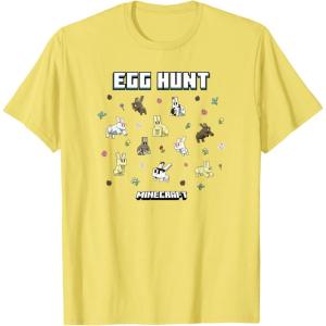 imageMinecraft Easter Egg Hunt Jumping Rabbits Eggs And Flowers TShirtLemon Yellow
