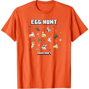 imageMinecraft Easter Egg Hunt Jumping Rabbits Eggs And Flowers TShirtOrange