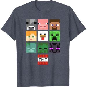 imageMinecraft Group Shot Faces Collage TShirtHeather Blue