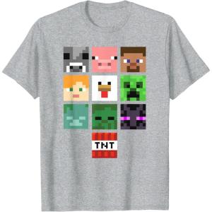 imageMinecraft Group Shot Faces Collage TShirtHeather Grey