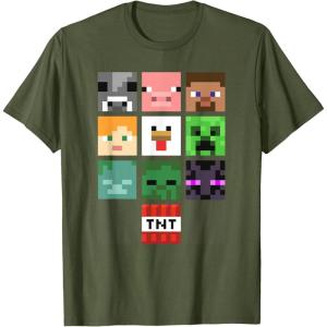 imageMinecraft Group Shot Faces Collage TShirtOlive Green
