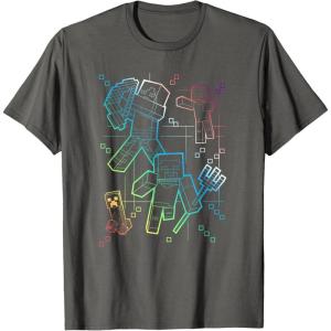 imageMinecraft Group Shot Rainbow Collage TShirtAsphalt Grey
