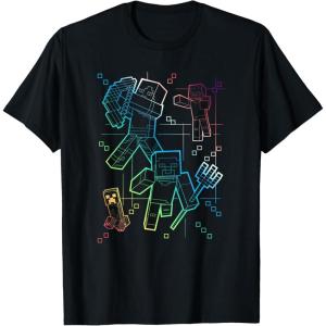imageMinecraft Group Shot Rainbow Collage TShirtBlack