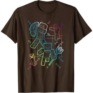 imageMinecraft Group Shot Rainbow Collage TShirtBrown