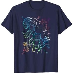 imageMinecraft Group Shot Rainbow Collage TShirtNavy Blue