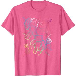 imageMinecraft Group Shot Rainbow Collage TShirtPink Heather